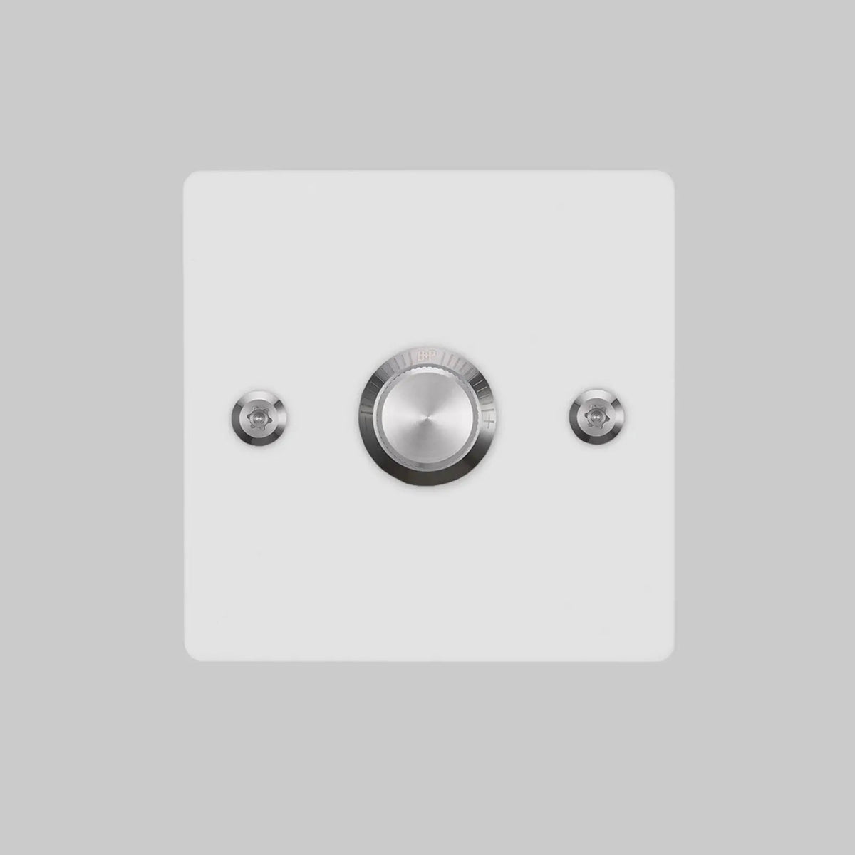 One Gang 2 Way Dimmer Light Switch in White with Steel Linear Knurled Knob