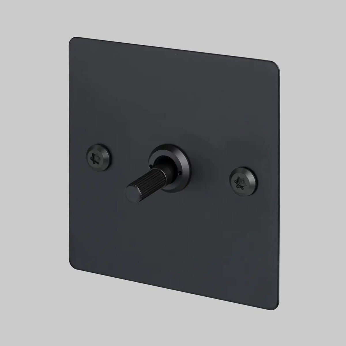 One Gang 2 Way Light Switch in Black with Linear Knurled Toggle