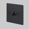One Gang 3 Way Intermediate Light Switch in Black with Linear Knurled Toggle