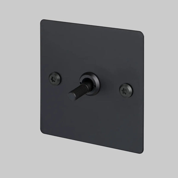 One Gang 3 Way Intermediate Light Switch in Black with Linear Knurled Toggle