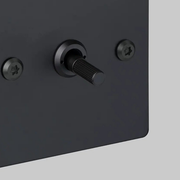One Gang 3 Way Intermediate Light Switch in Black with Linear Knurled Toggle