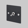 One Gang 2 Way Light Switch in Black with Steel Linear Knurled Toggle