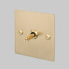 One Gang 3 Way Intermediate Light Switch in Brass with Linear Knurled Toggle