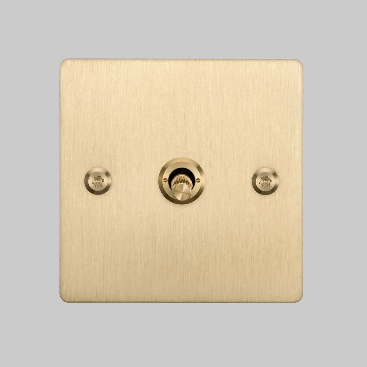 One Gang 2 Way Light Switch in Brass with Linear Knurled Toggle
