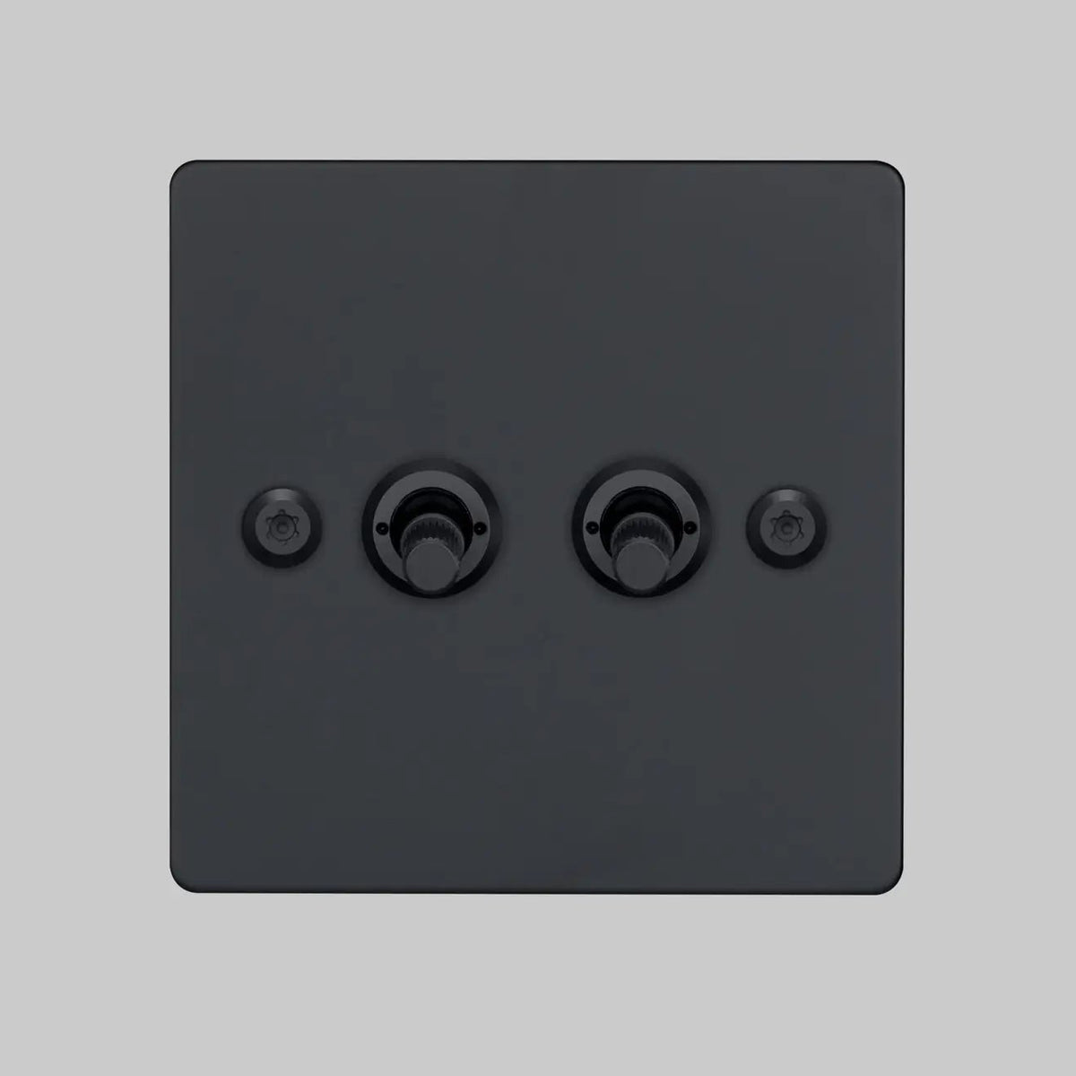 Two Gang 2 Way Light Switch in Black with Linear Knurled Toggles