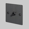 One Gang 2 Way Light Switch in Smoked Bronze with Linear Knurled Toggle