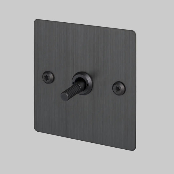 One Gang 2 Way Light Switch in Smoked Bronze with Linear Knurled Toggle