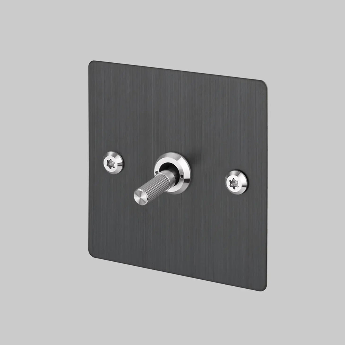 One Gang 2 Way Light Switch in Smoked Bronze with Steel Linear Knurled Toggle