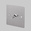 One Gang 3 Way Intermediate Light Switch in Steel with Linear Knurled Toggle