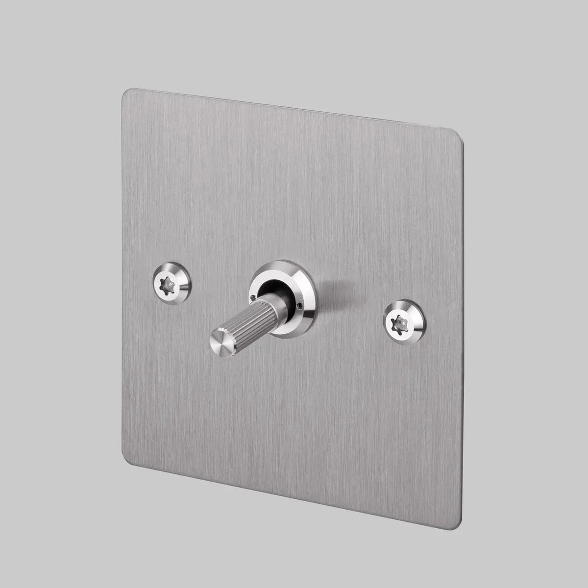 One Gang 3 Way Intermediate Light Switch in Steel with Linear Knurled Toggle