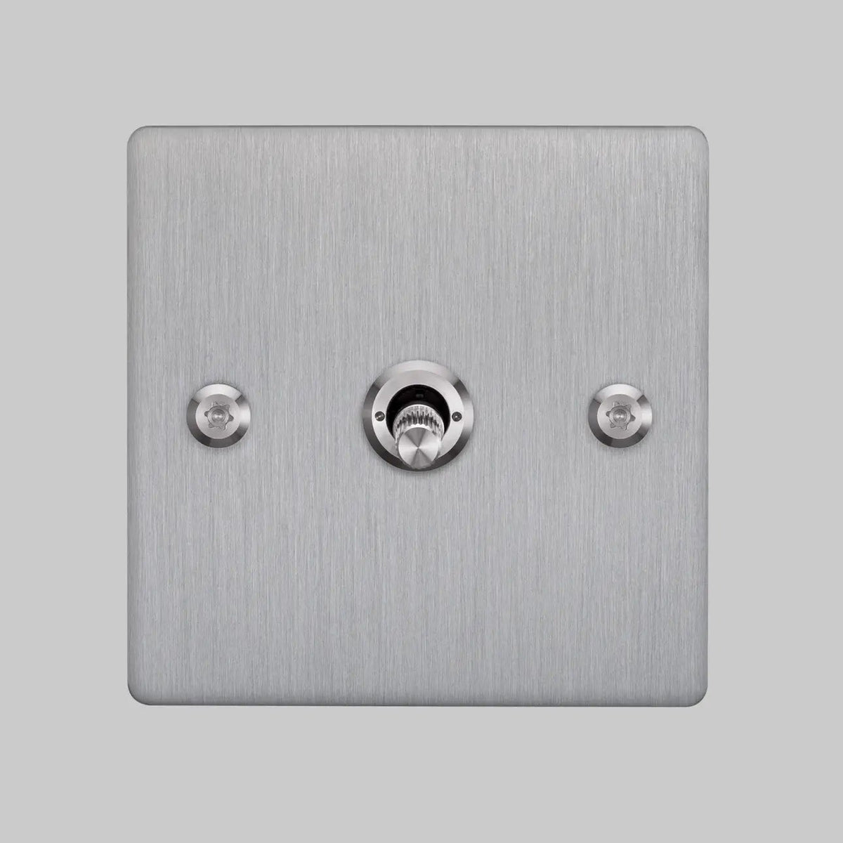 One Gang 2 Way Light Switch in Steel with Linear Knurled Toggle