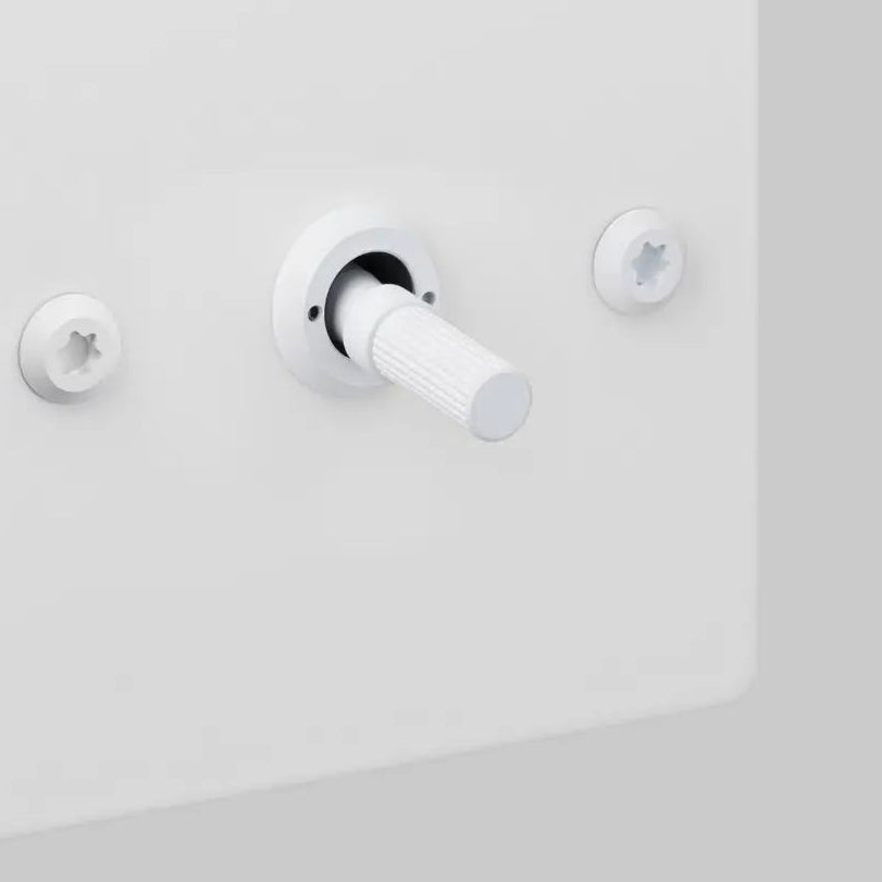 One Gang 2 Way Light Switch in White with Linear Knurled Toggle