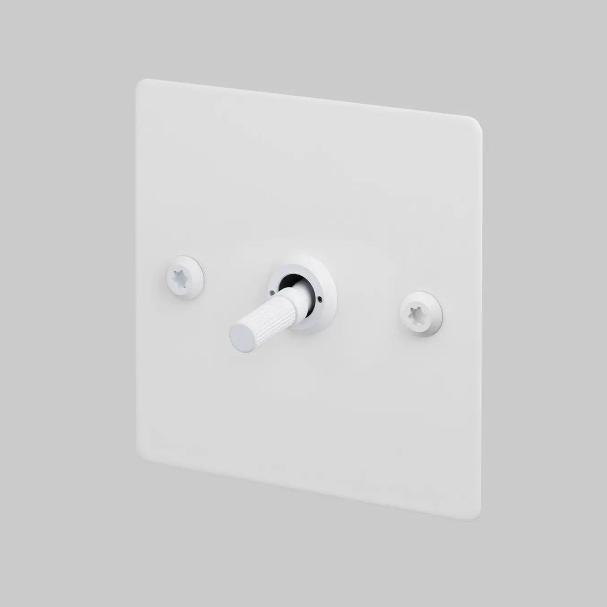 One Gang 2 Way Light Switch in White with Linear Knurled Toggle