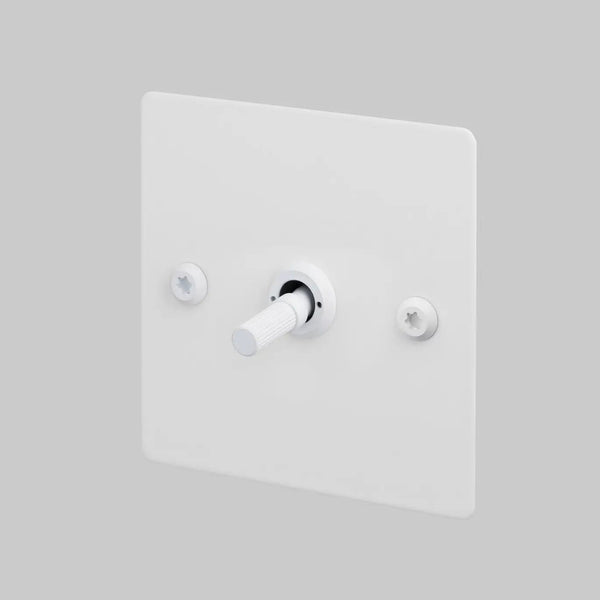 One Gang 3 Way Intermediate Light Switch in White with Linear Knurled Toggle