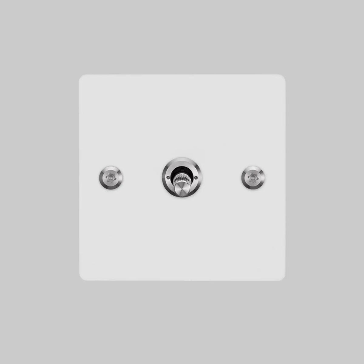 Buster and Punch one gang two way light switch in white with steel linear knurled toggle
