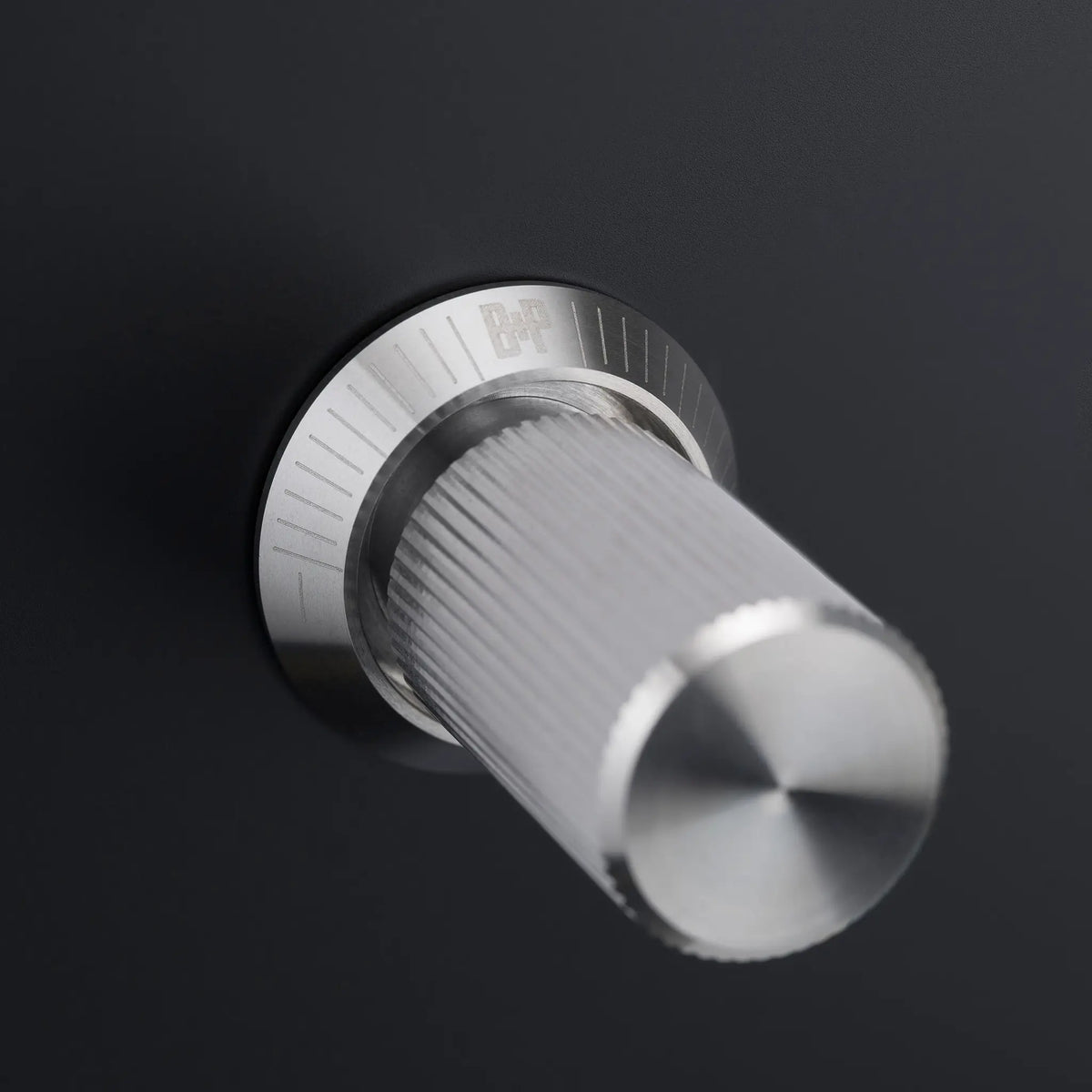 Buster and Punch black dimmer switch with steel linear knurled knob