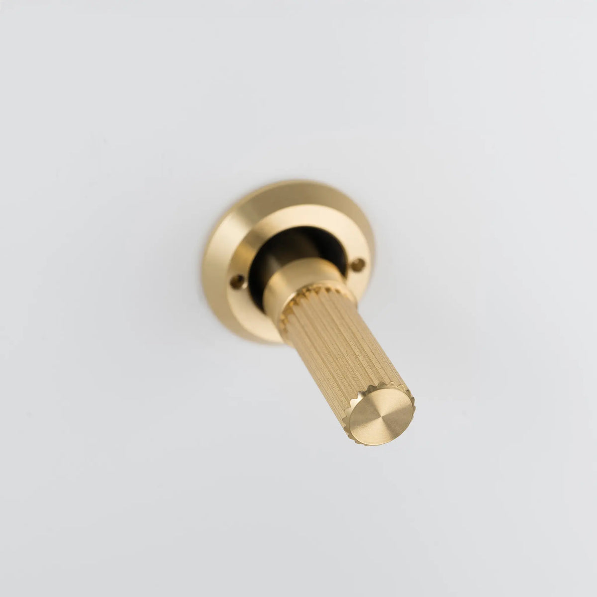 One Gang 2 Way Light Switch in White with Brass Linear Knurled Toggle