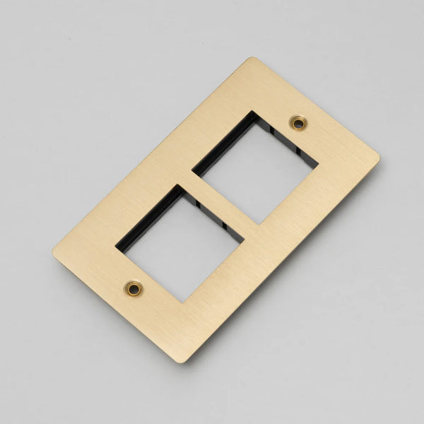 Two Gang Wall Plate for Two 45mm Modules in Brass