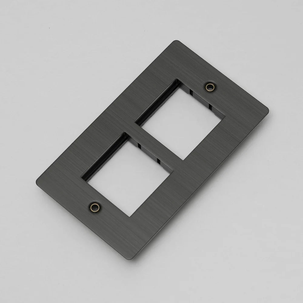 Two Gang Wall Plate for Two 45mm Modules in Smoked Bronze