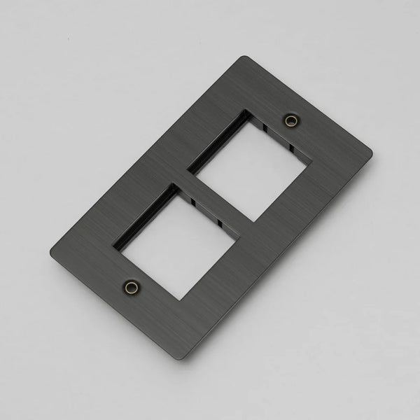 Two Gang Wall Plate for Two 45mm Modules in Smoked Bronze