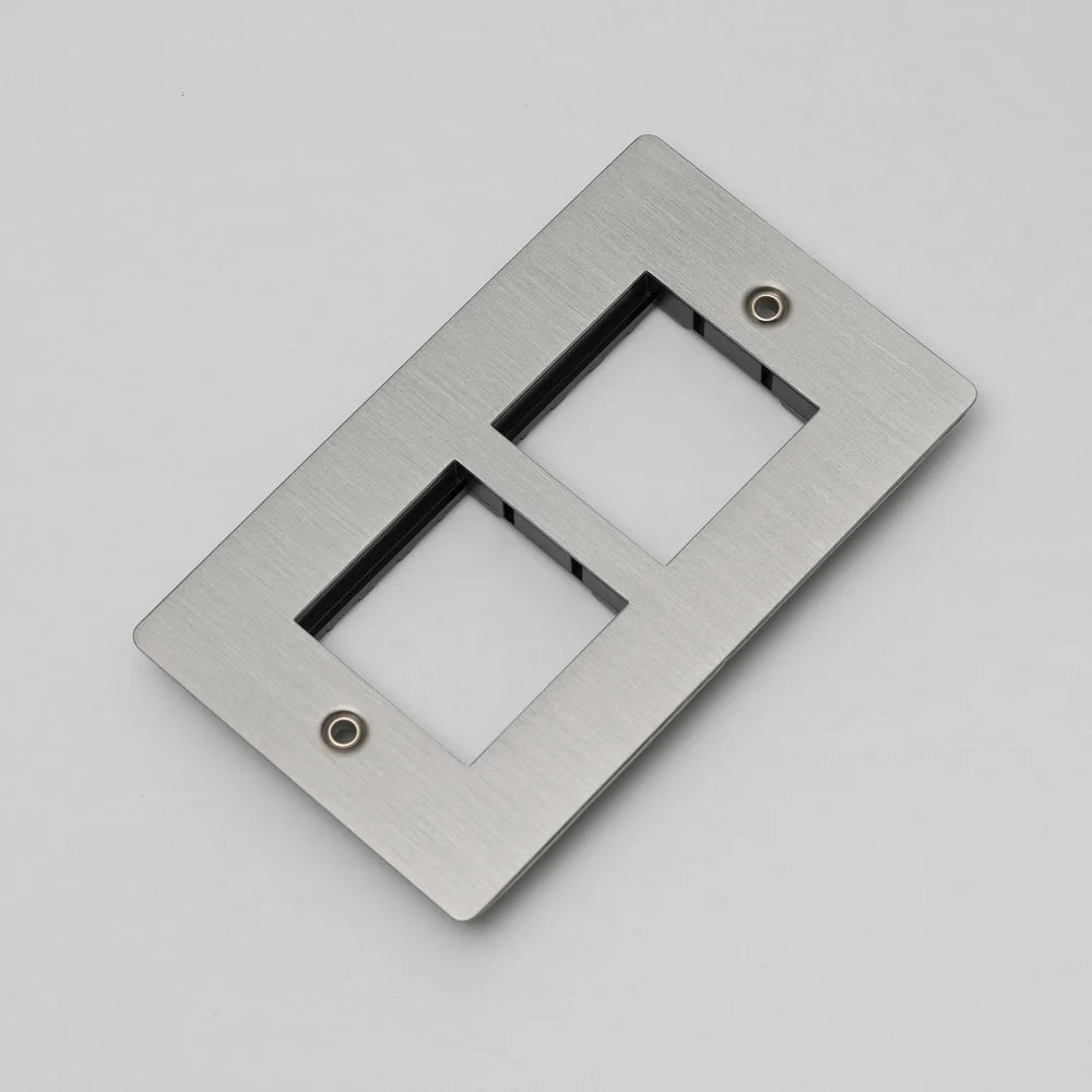 Two Gang Wall Plate for Two 45mm Modules in Steel