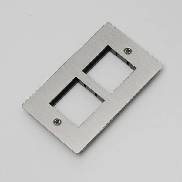 Two Gang Wall Plate for Two 45mm Modules in Steel
