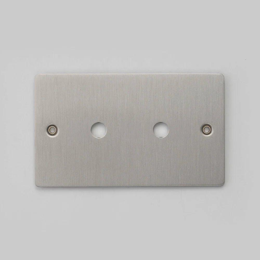 Two Gang Wall Plate for 2 Toggle or Dimmer Switches in Steel