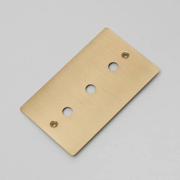 Two Gang Wall Plate for 3 Toggle or Dimmer Switches in Brass