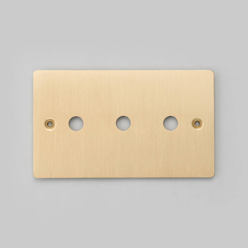 Two Gang Wall Plate for 3 Toggle or Dimmer Switches in Brass