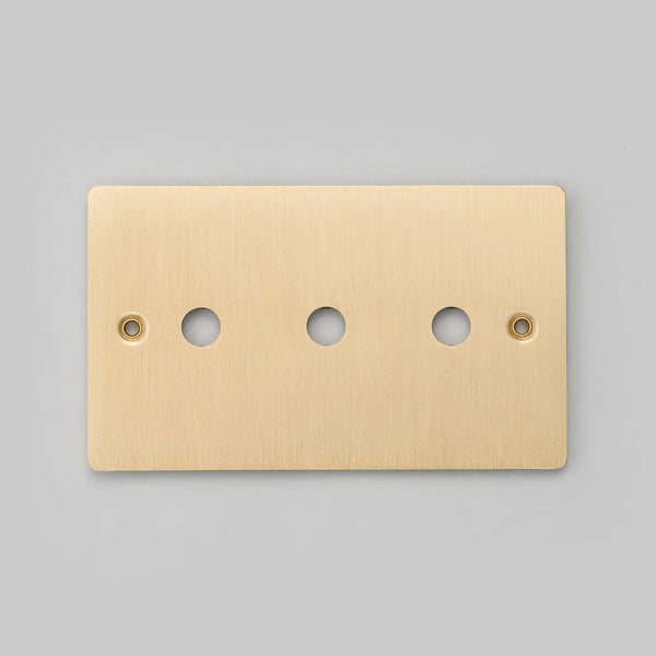 Two Gang Wall Plate for 3 Toggle or Dimmer Switches in Brass