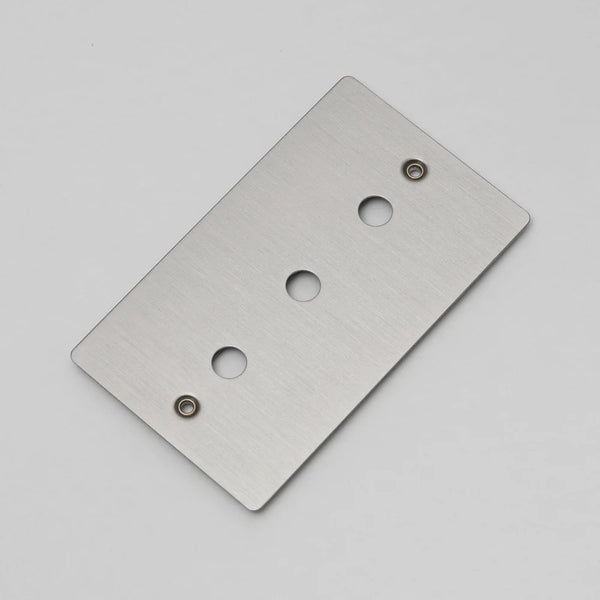 Two Gang Wall Plate for 3 Toggle or Dimmer Switches in Steel