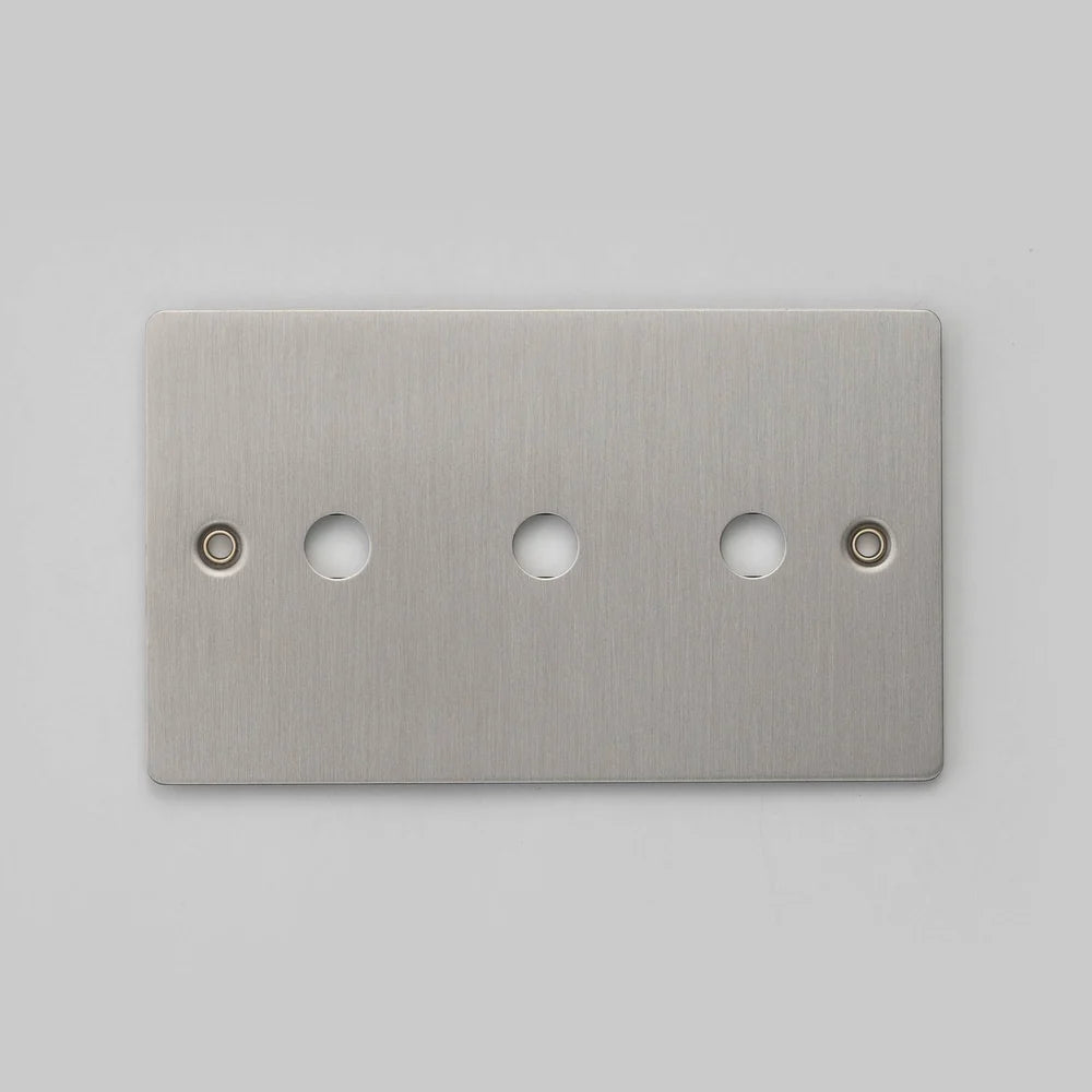 Two Gang Wall Plate for 3 Toggle or Dimmer Switches in Steel
