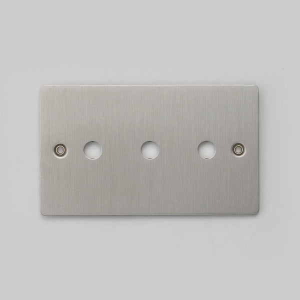 Two Gang Wall Plate for 3 Toggle or Dimmer Switches in Steel