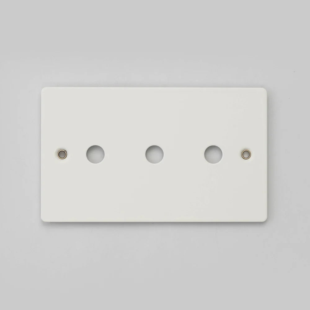 Two Gang Wall Plate for 3 Toggle or Dimmer Switches in White