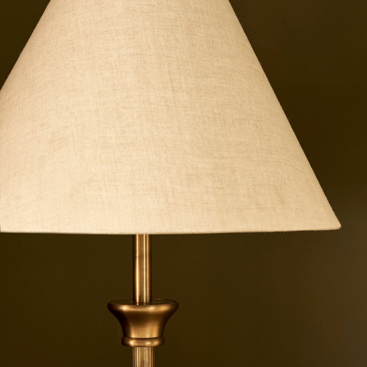 Kelmscot Floor Lamp in Antique Bronze With Linen Shade