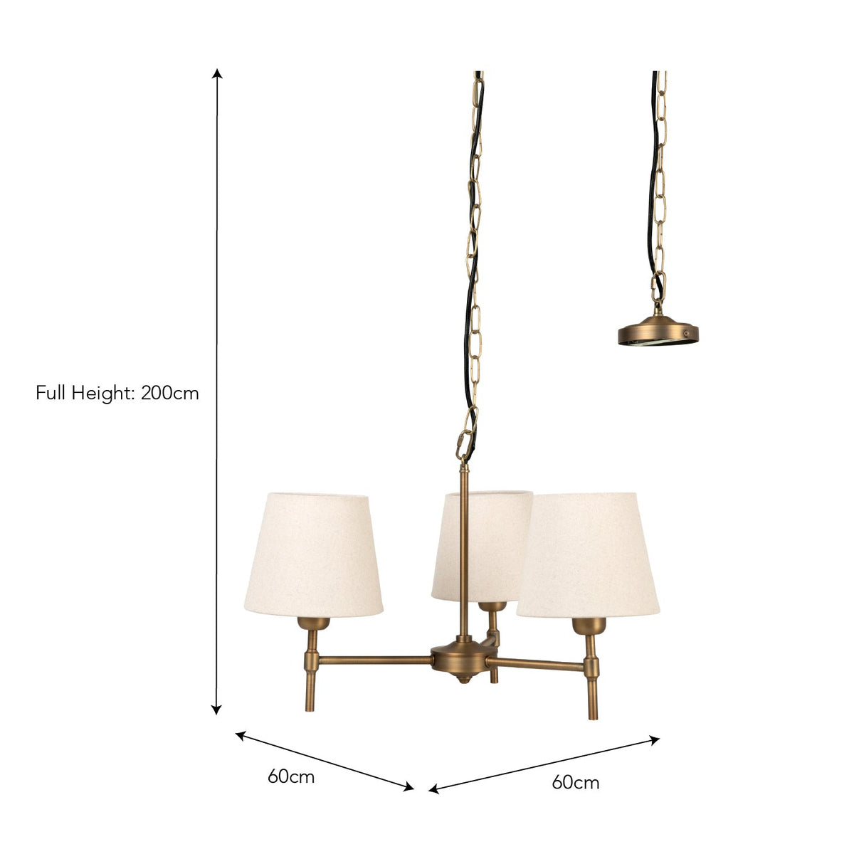 Peartree 3 Light Pendant in Antique Bronze