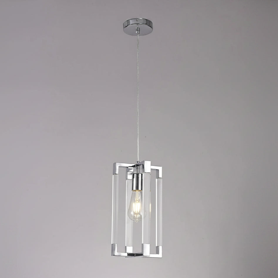 Canto Pendant in Polished Nickel & Clear Acrylic