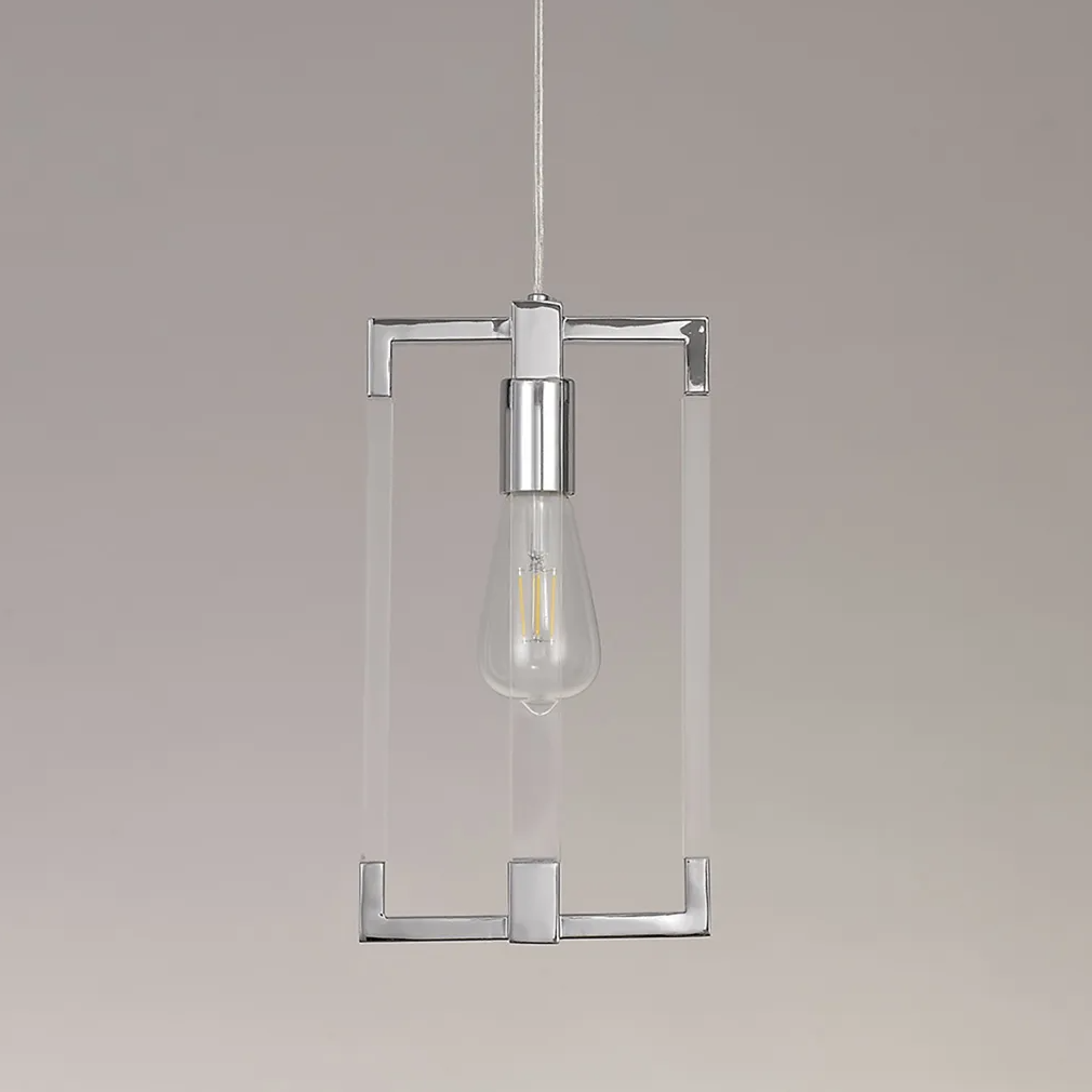 Canto Pendant in Polished Nickel & Clear Acrylic
