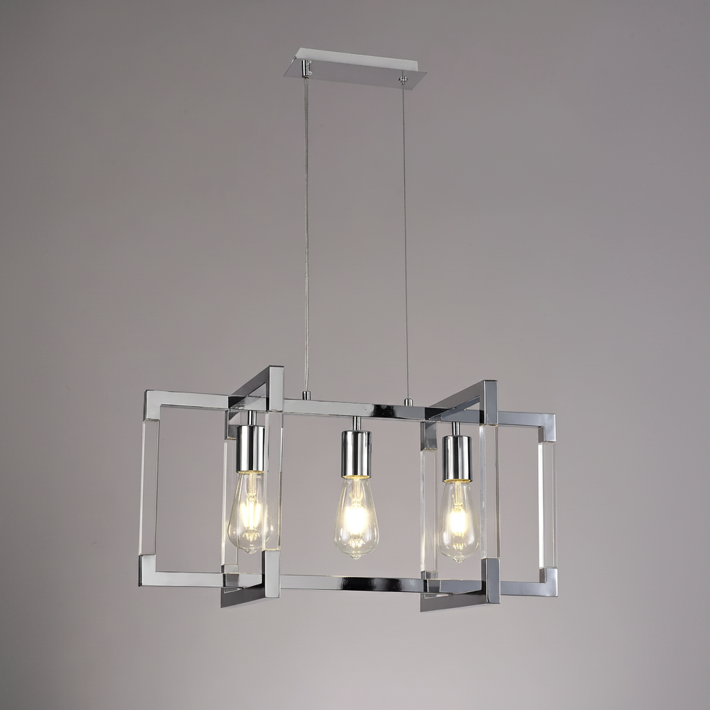 Canto 3 Light Linear Pendant in Polished Nickel