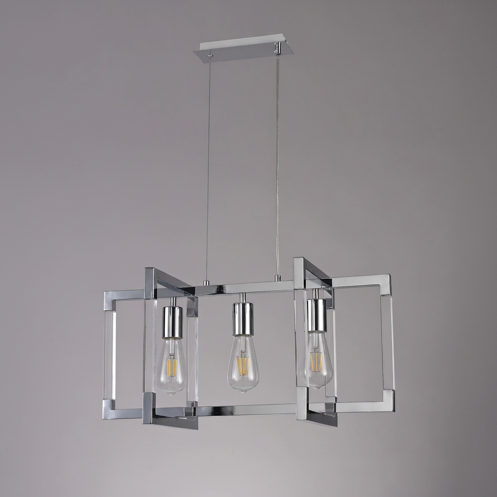 Canto 3 Light Linear Pendant in Polished Nickel