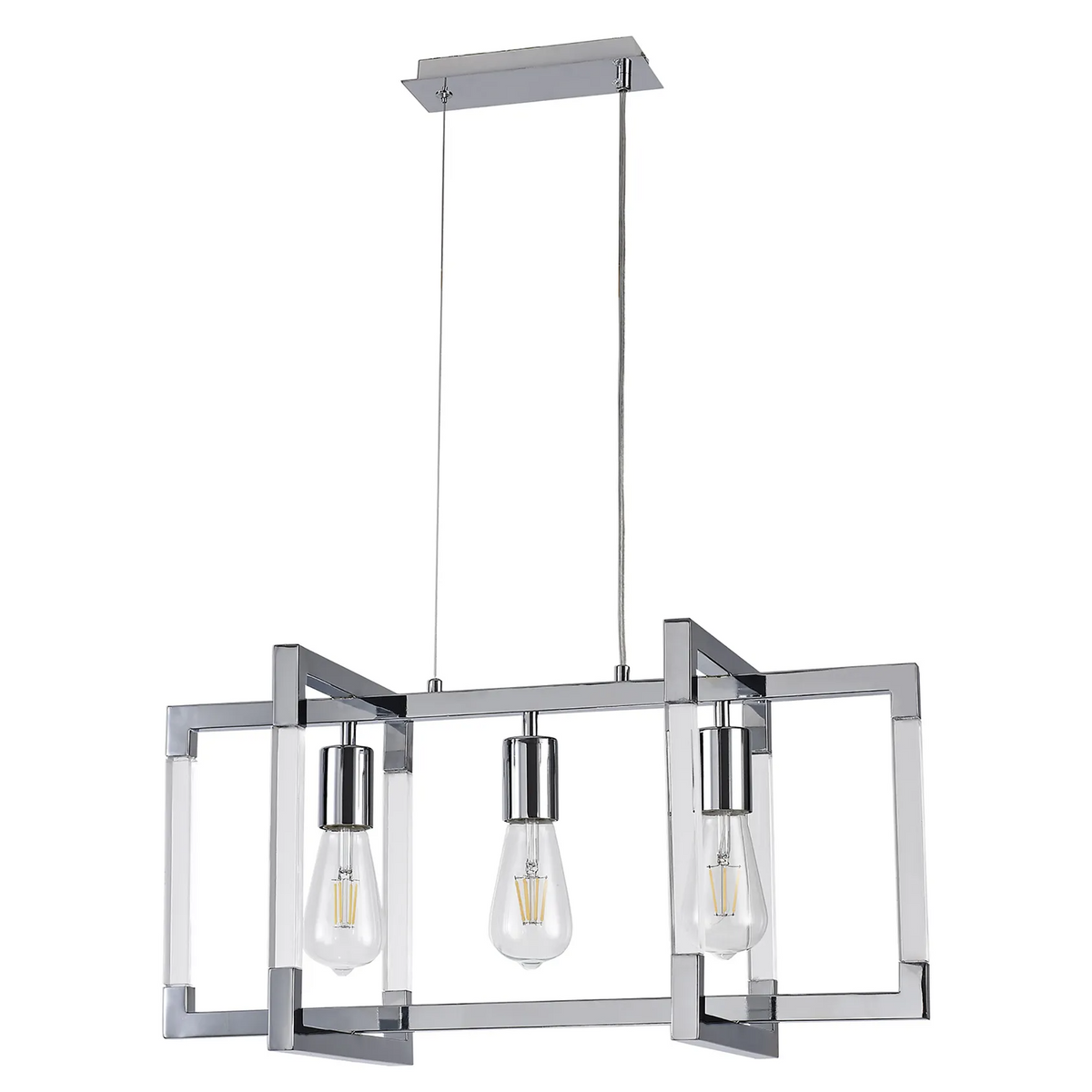 Canto 3 Light Linear Pendant in Polished Nickel