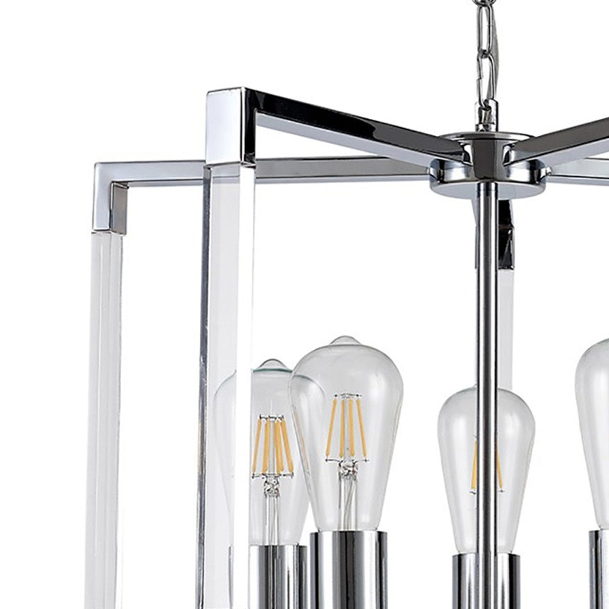 Canto 5 Light Pendant in Polished Nickel & Clear Acrylic