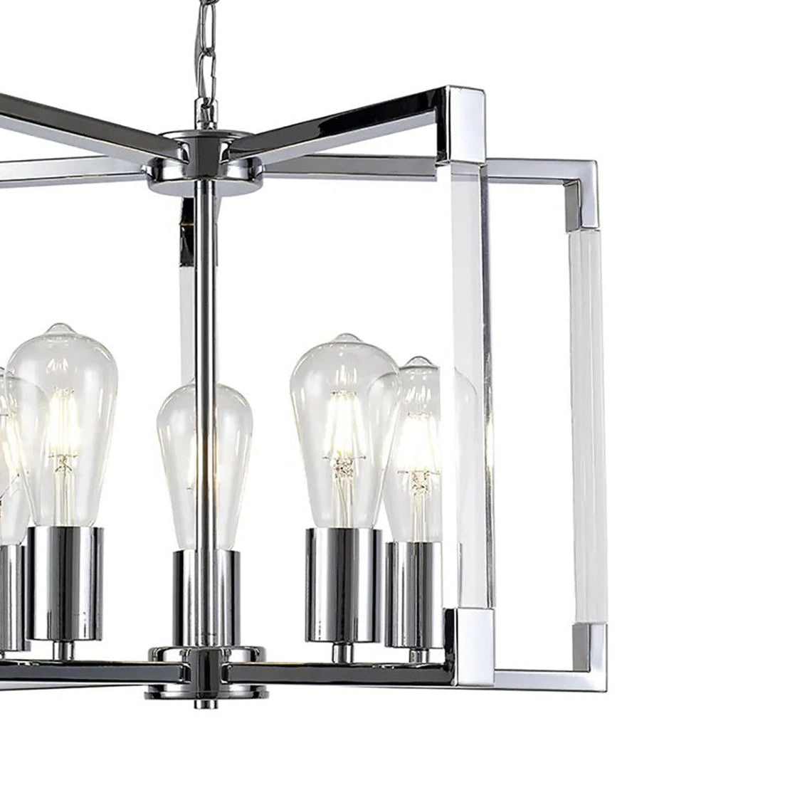 Canto 5 Light Pendant in Polished Nickel & Clear Acrylic