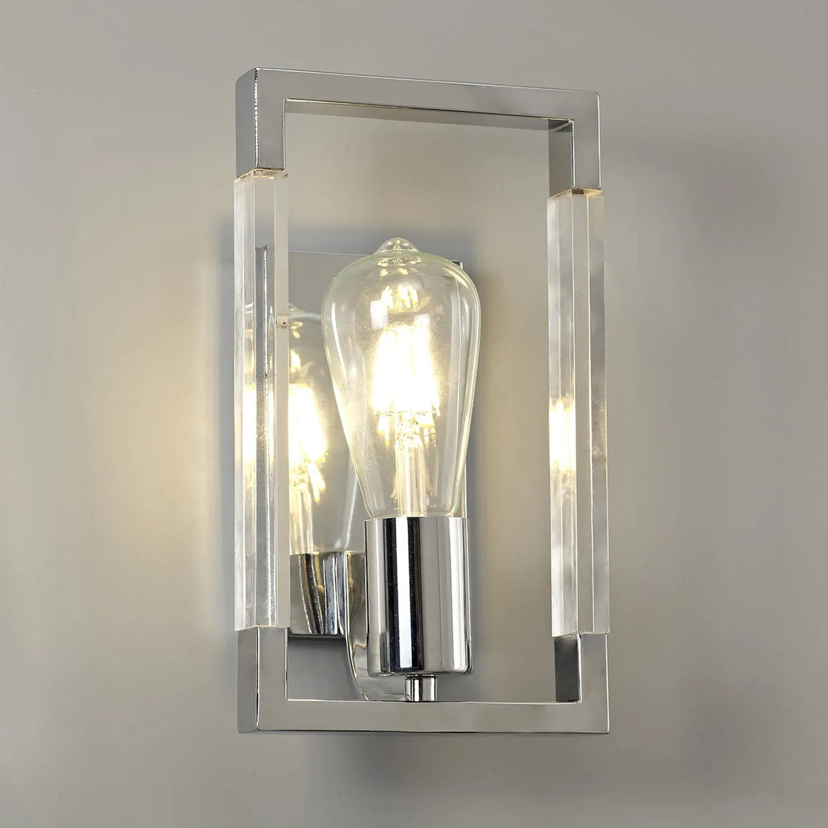 Canto Wall Light in Polished Nickel & Clear Acrylic