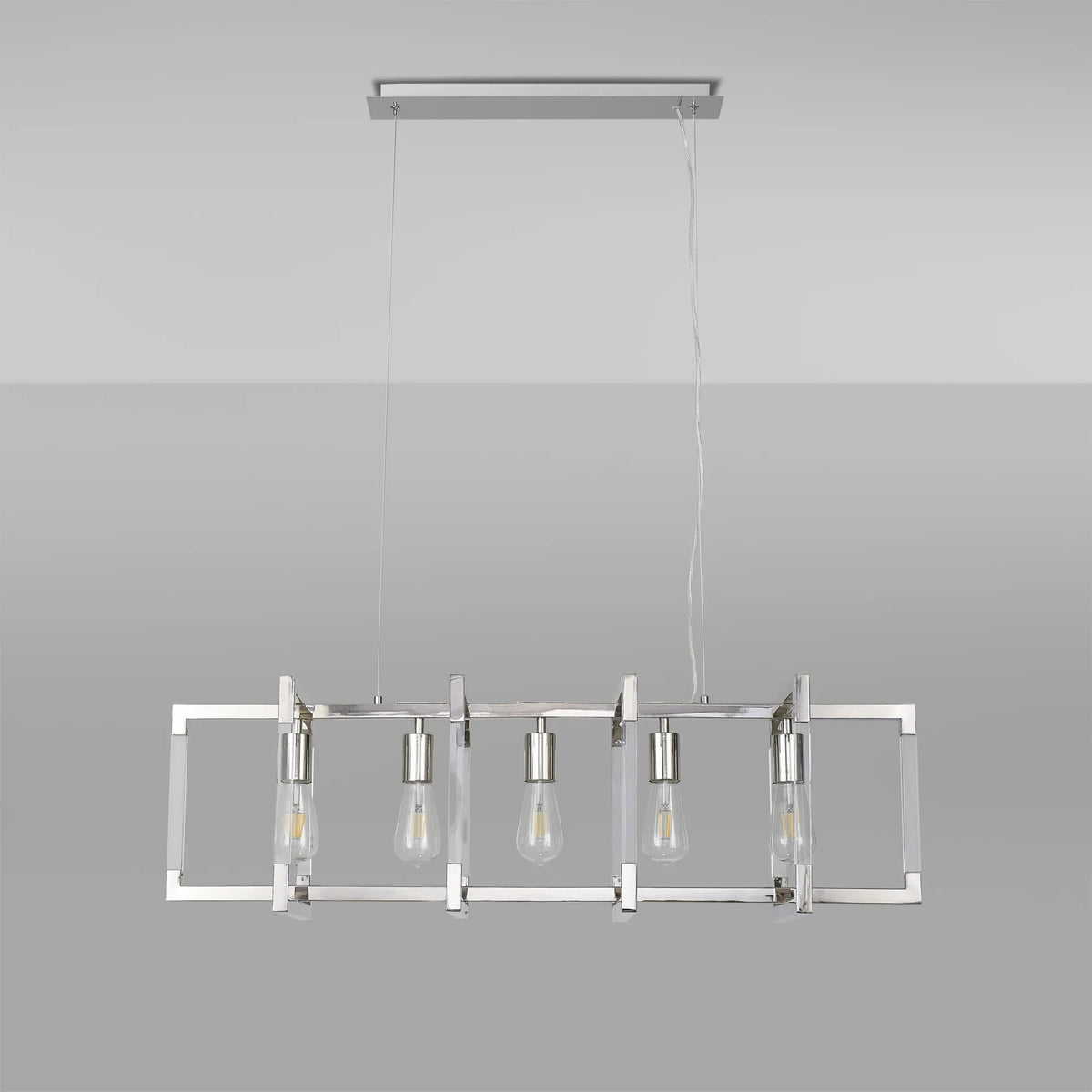 Canto  5 Light Linear Pendant in Polished Nickel & Clear Acrylic