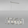 Canto  5 Light Linear Pendant in Polished Nickel & Clear Acrylic