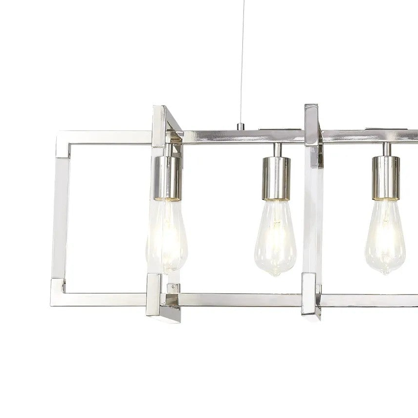 Canto  5 Light Linear Pendant in Polished Nickel & Clear Acrylic