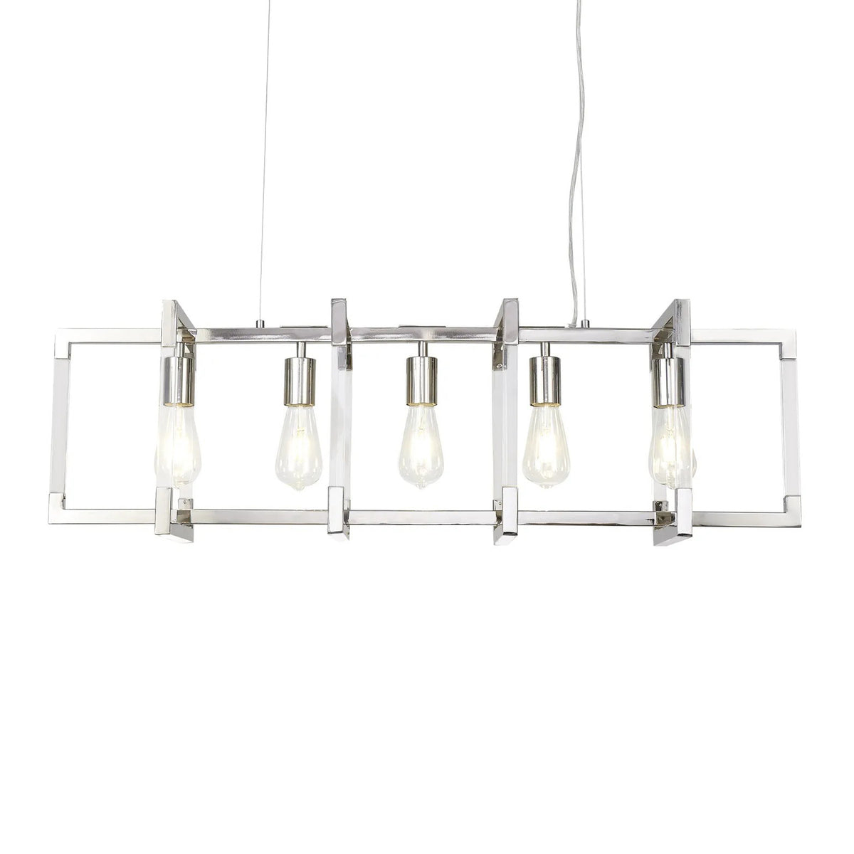 Canto  5 Light Linear Pendant in Polished Nickel & Clear Acrylic