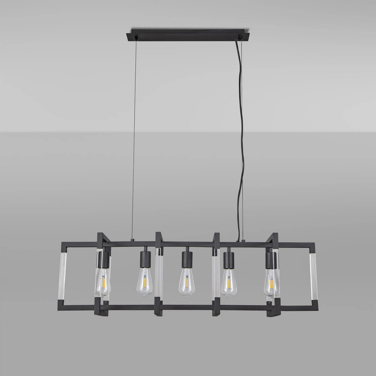 Canto 5 Light Linear Pendant in Graphite & Clear Acrylic