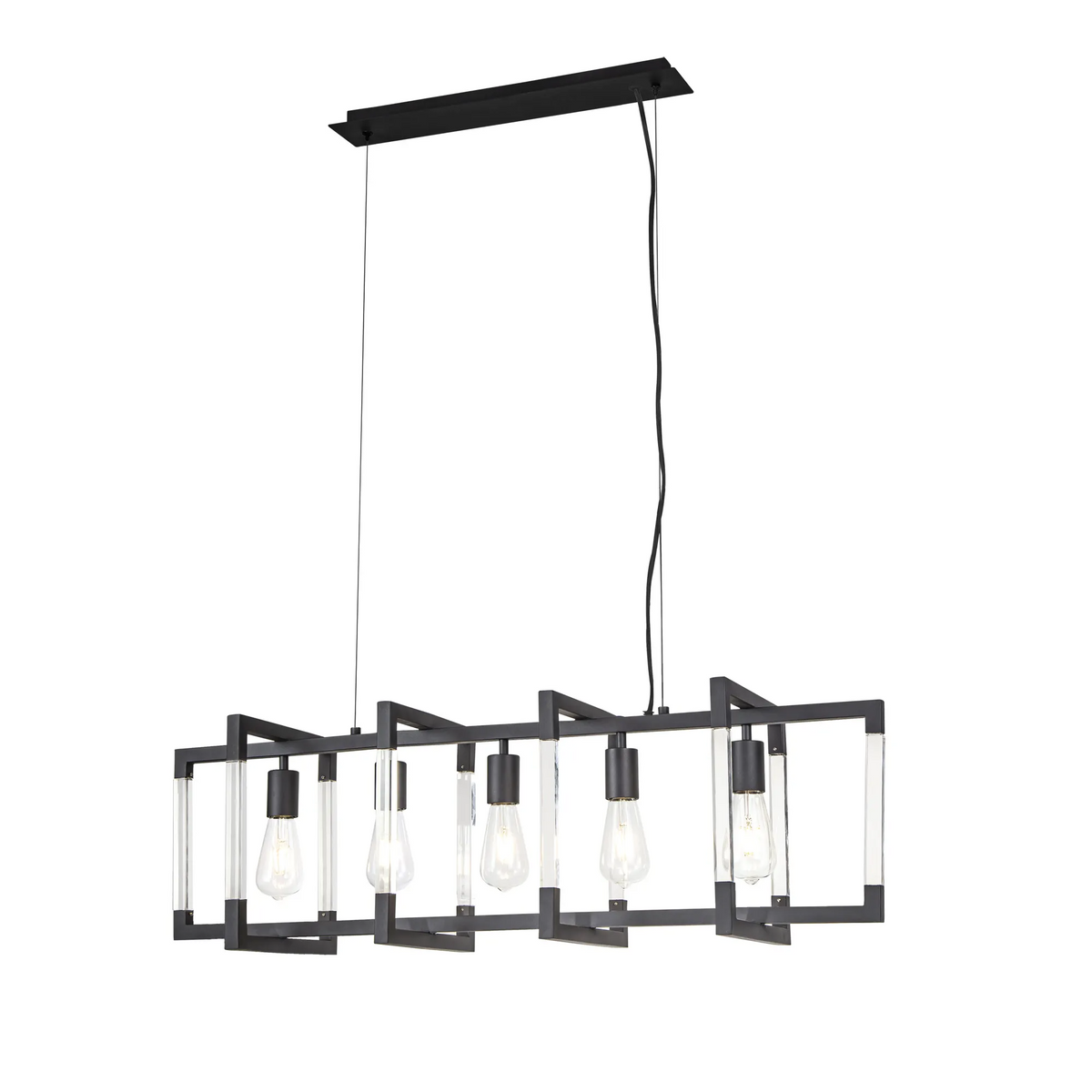 Canto 5 Light Linear Pendant in Graphite & Clear Acrylic